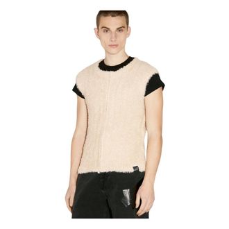 Martine Rose Vests, male, Beige, Size: XL Fuzzy Zip-Up Gilet
