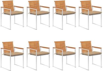 vidaXL Vidaxl - Sillas De Jard&iacute;n Y Cojines 8 Unidades Madera Maciza De Acacia