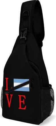 Generic Love Argentina Flag Mens Crossbody Chest Sling Bag for Travel Hiking Lightweight Shoulder Bags with Small Side