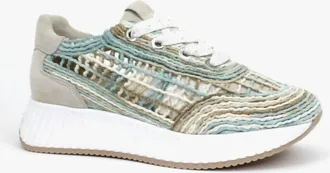 Softwaves Womens Alamea Lace-Up Sneaker In Beige Multi