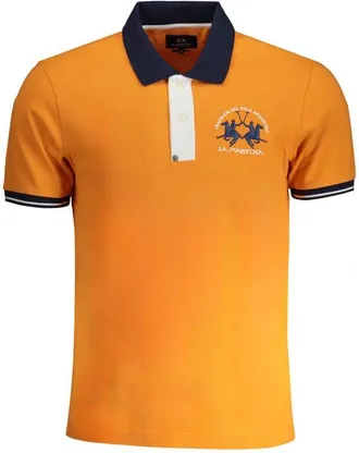La Martina Orange Cotton Polo Mens Shirt, Orange, XXL