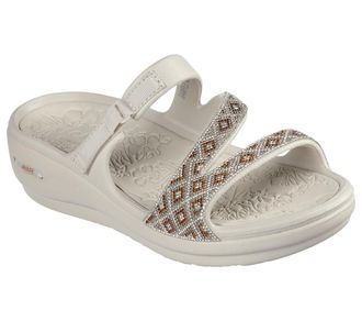 Skechers Womens Arch Fit Ascend-Show Stopper Wedge Sandal, Natural, 8 UK