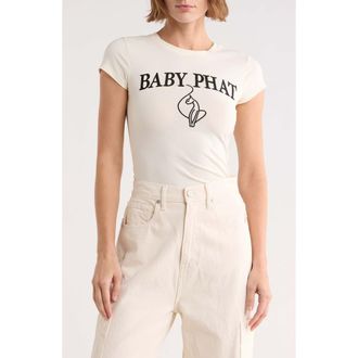Baby Phat Logo Embroidered Baby Tee in Ecru at Nordstrom Rack, Size X-Large