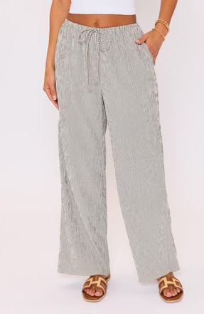 VICI Collection Ease Stripe Drawstring Wide Leg Pants in Cream Black at Nordstrom, Size X-Large