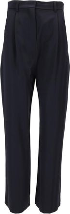 Max Mara Navy Blue Tailored Flat Front Pant