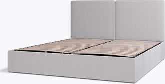 Emma Storage Ottoman Bed - Double 135 x 190cm - Light Grey Plain Headboard