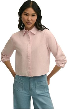Brooks Brothers Gestreept cropped overhemd - Dames - Overhemden - Roze - S - Katoen - Overhemden
