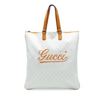 Gucci Pre-owned Gucci GG Supreme Heritage Logo Flat Zip Tote Ladies 211136 506631