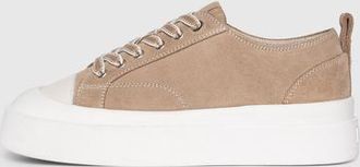 Mani&egrave;re De Voir Vienna Suede Contrast Stitch Sneaker in Beige at Nordstrom, Size 6