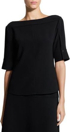 Theory Elbow Sleeve Boat Neck Top in Black at Nordstrom Rack, Size Medium