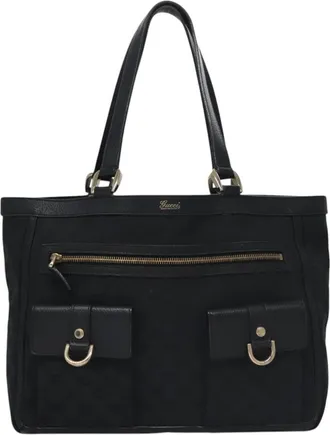Gucci Abbey Black Canvas Tote Bag (Pre-Owned)