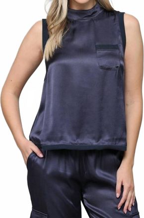 Fate Womens Sleeveless Silky Top In Navy