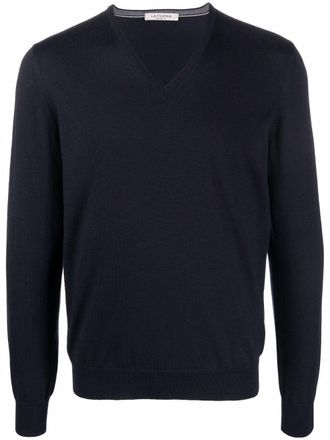 La Fileria Maglione con scollo a V - Blu