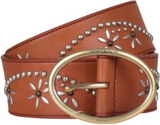 Saint Laurent Clout&eacute;e Fleurie Riem - Heren - Riemen - Bruin - 90 CM - Leer - Accessoires
