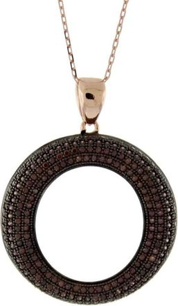 Suzy Levian Chocolate Cubic Zirconia Gemstone Pave Set in Sterling Silver Pendant