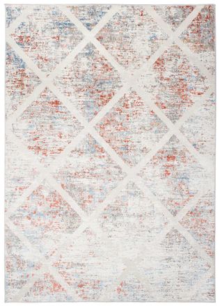 Tapiso Alfombra para sal&oacute;n dormitorio beige rojo gris azul cuadros 120x170