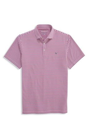Vineyard Vines Sankaty Stripe Performance Piqu&eacute; Polo in White/Red/Moonshine at Nordstrom, Size Xx-Large