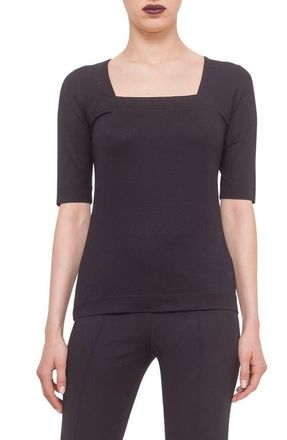 Akris Square Neck Jersey T-Shirt in Blackdnu at Nordstrom, Size 18