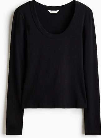 H&M Baumwollshirt - Schwarz
