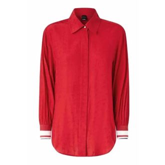 Pinko Pinko, Overhemden, Dames, Rood, S, Leer, Klassiek gesneden shirt