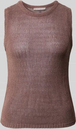 Christian Berg Stricktop mit Rundhalsausschnitt in Mittelbraun, Gr&ouml;&szlig;e 34