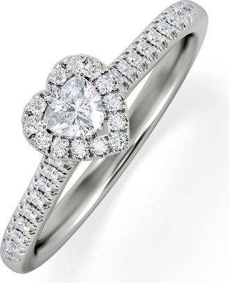 The Diamond Store Lumia Heart Cut Lab Diamond Halo Ring 0.33ct F/VS in 925 Silver