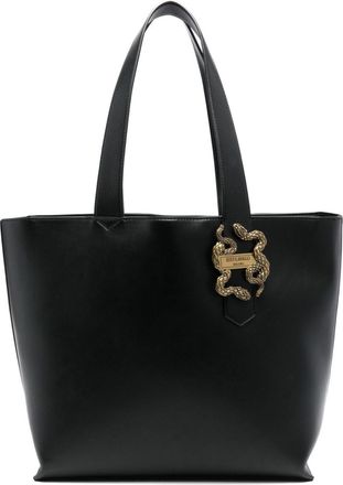 Just Cavalli snake-appliqué zipped tote bag - women - Polyurethane - One Size - Black