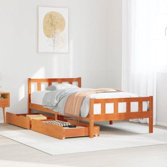 Berkfield Home Bed Frame without Mattress Wax Brown 75x190 cm Small Single Solid Wood Pine