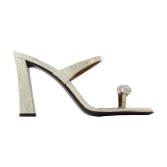 Giuseppe Zanotti Schoenen, Dames, Beige, 36 EU, Leer, Sandaal met versierde teenring en hak
