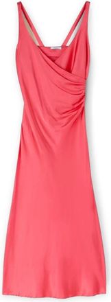 Motivi Stretch satijnen jurk met overslag - Dames - Feestkleedjes - Roze - L - Satijn - Kleedjes