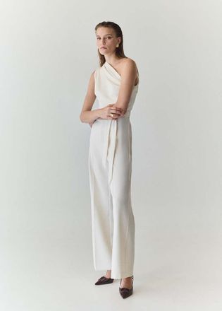Mango Abito a tuta asimmetrico cintura bianco sporco - Donna - XXS - MANGO
