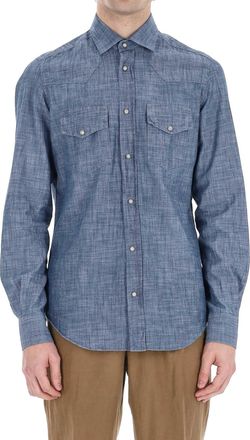 Eleventy Lightweight Western Denim Casual Shirt