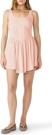Steve Madden Tianna Pintuck Sleeveless Minidress in Shell at Nordstrom, Size Xx-Large