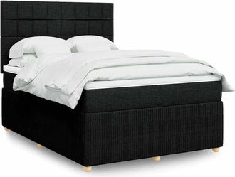 vidaXL Cama Box Spring Con Colch&oacute;n Tela Negro 140x190 Cm Vidaxl
