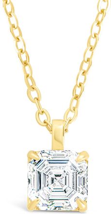 Sterling Forever Sterling Silver Asscher Prong Set Pendant