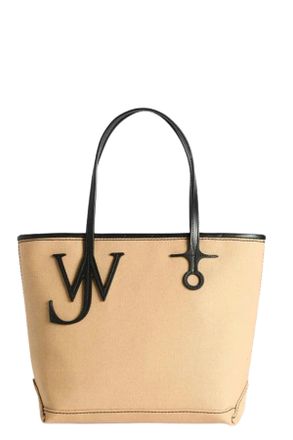 J.W.Anderson Beige Black Small Anchor Canvas Leather-Trim Tote Bag
