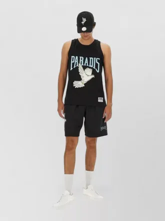 3.Paradis logo mesh sleeveless crew neck top
