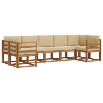 vidaXL Conjunto De Sof&aacute;s De Exterior Con Coj&iacute;n 7 Pcs Natural Y Beige Vidaxl