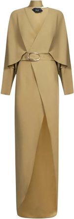 Taller Marmo Cassandra Maxi Jurk met Riem - Dames - Wikkelkleedje - Beige - M - Kleedjes
