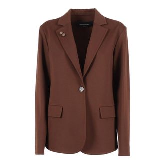 Fabiana Filippi Blazers, female, Brown, Size: M Giacca Monopetto in Jersey Punto Milano