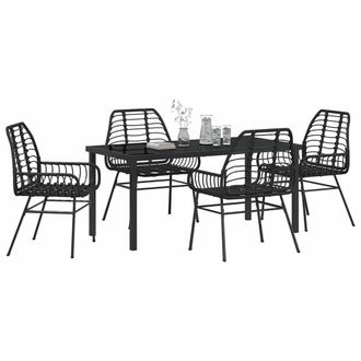 Berkfield Home Stylish 5 Piece Garden Dining Set Black Poly Rattan