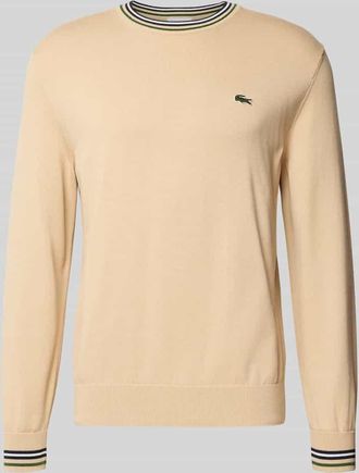 Lacoste Regular Fit Strickpullover aus reiner Baumwolle in Beige, Größe XXL