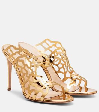 Gianvito Rossi 95 metallic leather mules