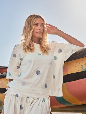 Fat Face FatFace Kate Ivory Sun Embroidered T Shirt