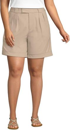 Lands End Chino High Rise Pleated 7 Shorts in Champagne at Nordstrom, Size 18
