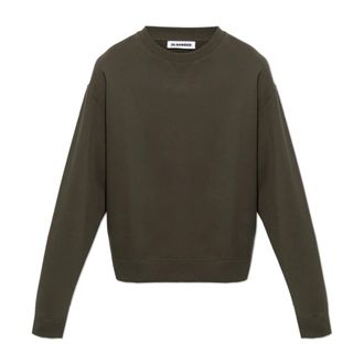 Jil Sander Hoodies & sweatvesten, Heren, Groen, L, Katoen, Sweatshirt van Katoen Terry met Ronde Hals