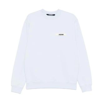 Jacquemus Hoodies & sweatvesten, Heren, Blauw, L, Katoen, Le Sweatshirt Giro Crewneck Sweatshirt