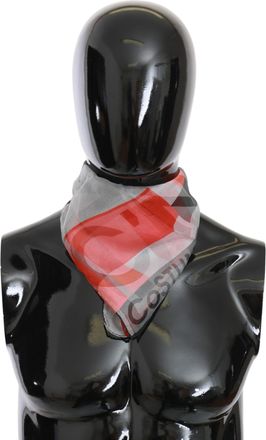 Costume National Womens Red 100% Silk Branded Gray Scarf - Multicolour - One Size