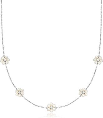 Ross-Simons 3-3.5mm Cultured Pearl Flower Necklace in Sterling Silver