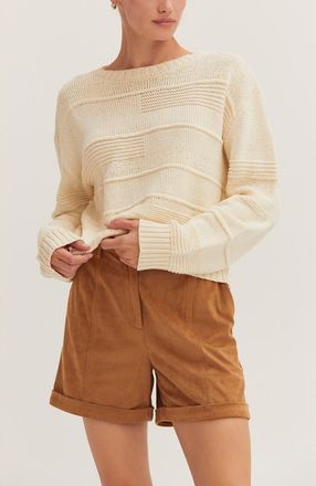 Crescent Textured Striped Sweater in Cream at Nordstrom, Size X-Small